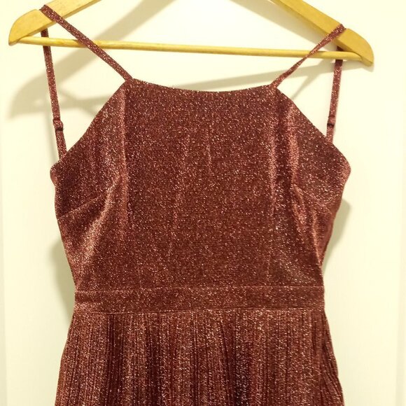 Lulus Women's Magenta Open Back Metallic Pleated Mini Dress - Picture 6 of 6